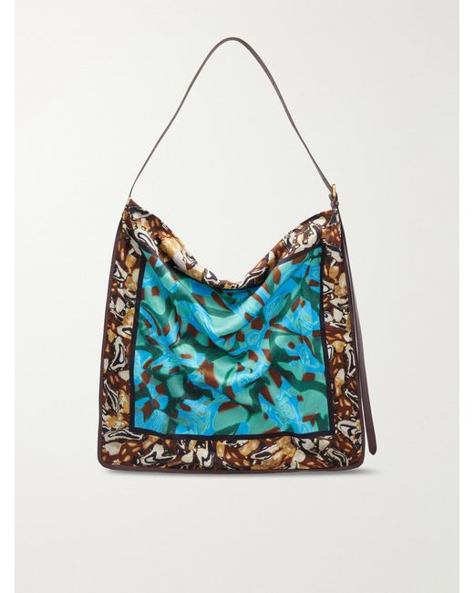 Dries Van Noten Red Printed Satin Shoulder Bag