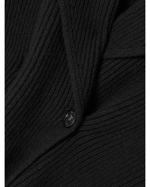 Totême Black Oversized Ribbed Wool Cardigan