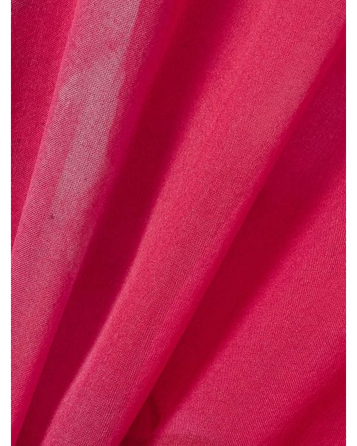 Victoria Beckham Red Draped Floral-Print Silk-Chiffon Wrap Blouse