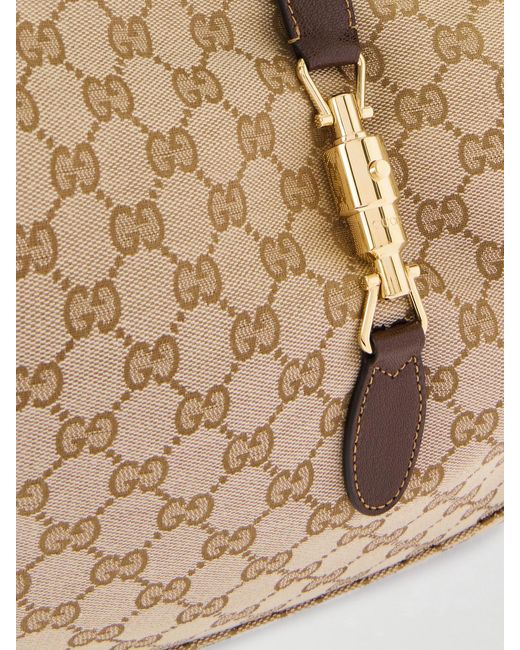 Gucci Natural Jackie 1961 Leather-Trimmed Printed Coated-Canvas Shoulder Bag