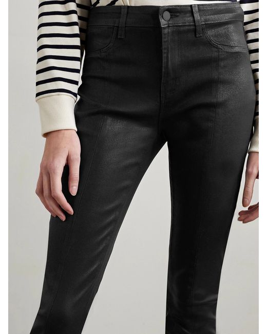 L'Agence Black Jyothi Coated High-Rise Skinny Jeans