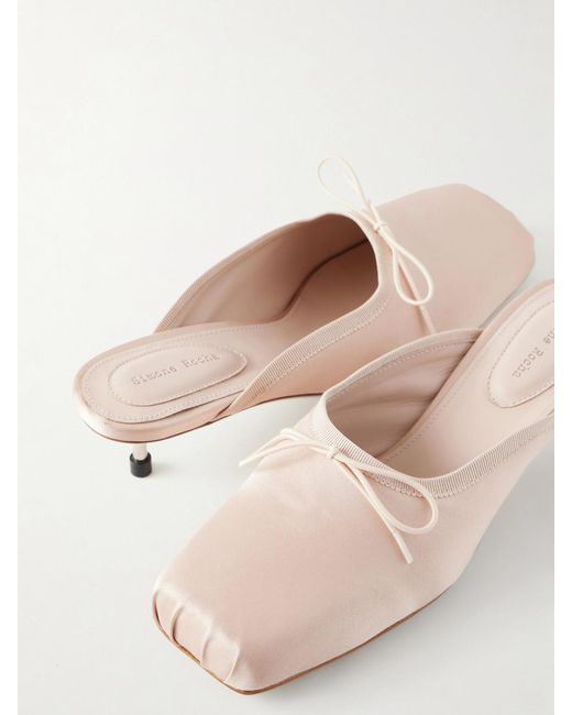 Simone Rocha Natural Pointe Bow-Detailed Satin Pumps