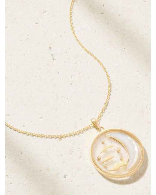 L'Atelier Nawbar Natural Wish Upon A Moon 18-Karat, Mother-Of-Pearl And Diamond Necklace