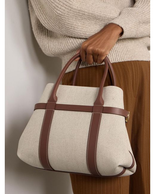 Loro Piana Natural Ghiera Small Leather-Trimmed Canvas Tote