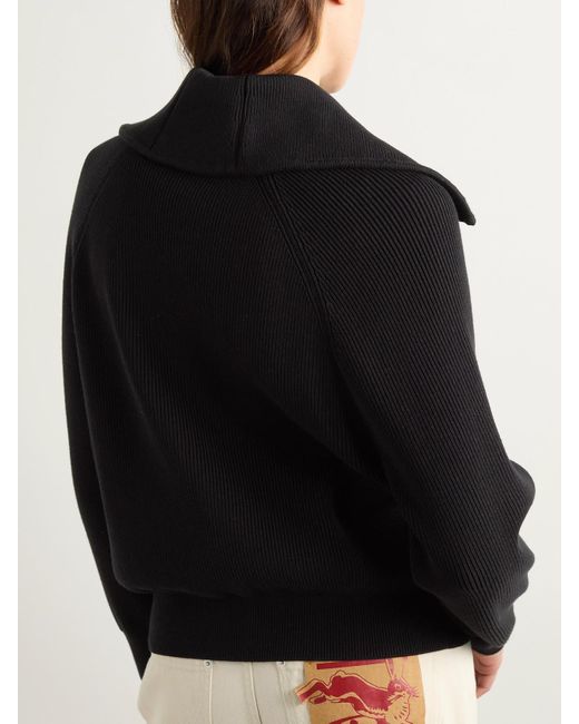 Bottega Veneta Black Ribbed Cotton Cardigan