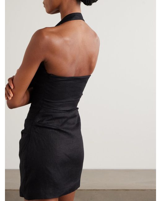 Sir Black Noemi Neckholder-Minikleid Aus Leinen Mit Raffungen