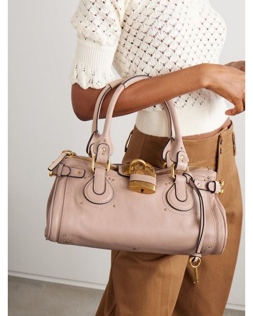 Chloé Paddington Embellished Leather Tote in Pink | Lyst