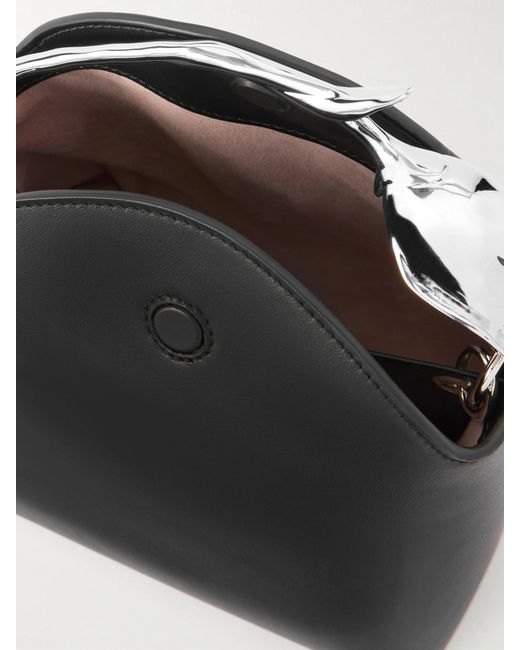 Erdem Black Bloom Mini Leather Clutch
