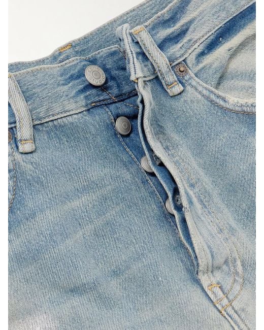 Jean Droit Taille Mi-Haute En Coton Biologique Mélangé Effet Vieilli 2021 Acne en coloris Blue