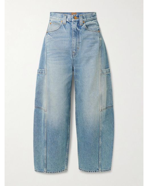 Jamie Haller Blue The Crop Painter Cropped Mid-Rise Wide-Leg Jeans
