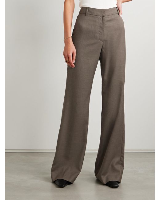 Nili Lotan Brown Effy Wool-Twill Wide-Leg Pants