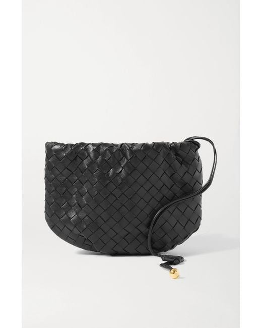 Bottega Veneta The Mini Bulb Gathered Intrecciato Leather Shoulder Bag in  Black | Lyst Australia