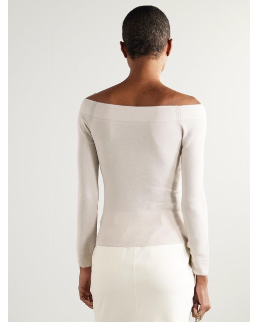 Tom Ford Natural Off-The-Shoulder Cashmere And Silk-Blend Top