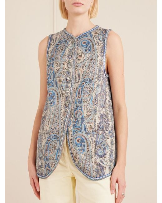 Etro Blue Weste Aus Jacquard Aus Einer Baumwollmischung Mit Paisley-Muster