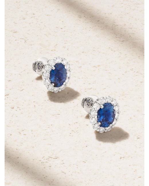 Garrard Blue 1735 Platinum, Sapphire And Diamond Earrings