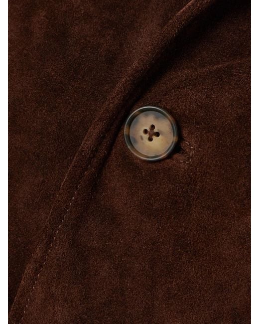 Polo Ralph Lauren Brown Belted Paneled Suede Coat