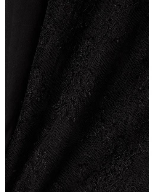 Valentino Garavani Black Cape-Effect Leavers Lace And Silk-Chiffon Midi Dress