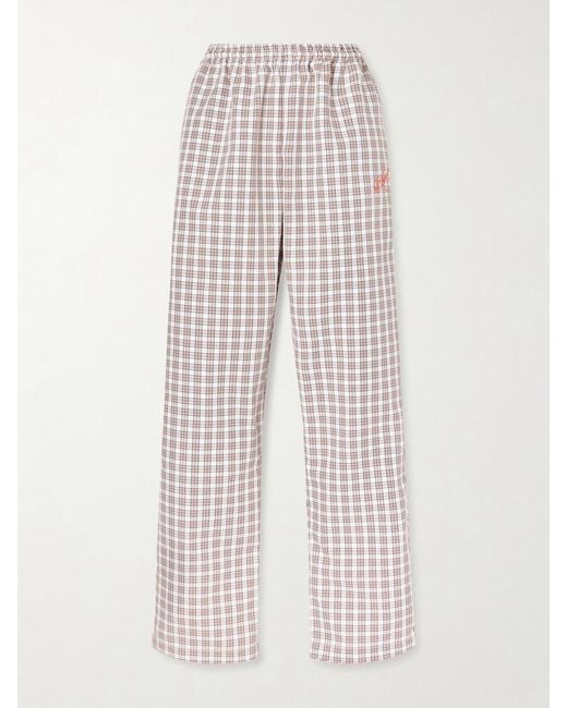 Willy Chavarria White Ruff Rider Checked Woven Wide-Leg Pants