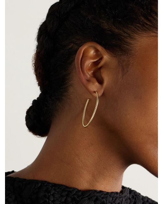 David Yurman Natural Cablespira 18-Karat Hoop Earrings