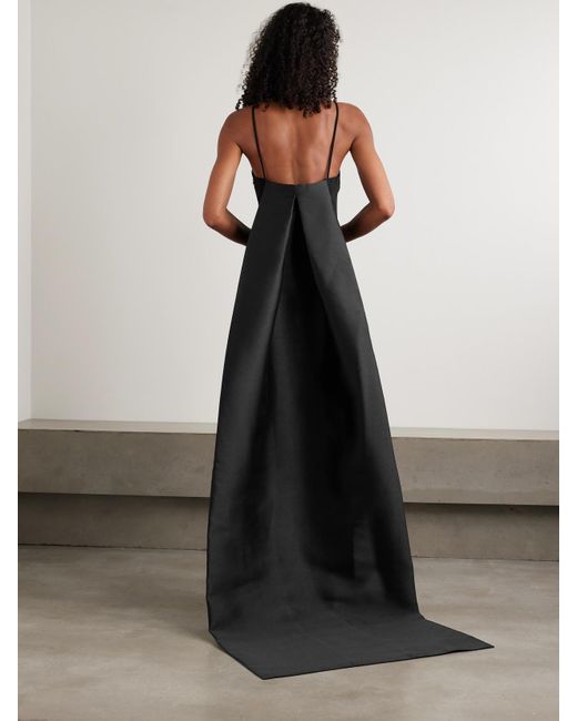 Solace London Black Ulla Crepe And Draped Twill Gown