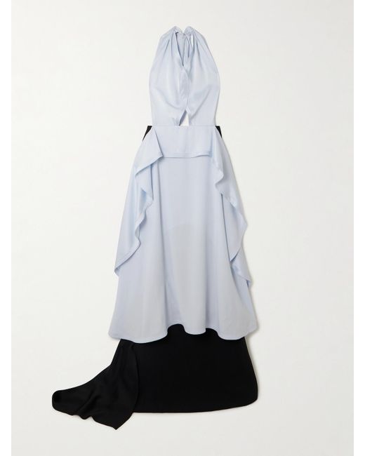 Robe Longue Dos Nu En Crêpe Satiné Et En Cady À Drapés Victoria Beckham en coloris White