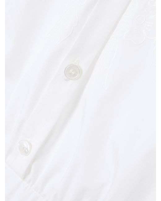Valentino Garavani White Broderie Anglaise-Trimmed Cotton-Poplin Midi Dress