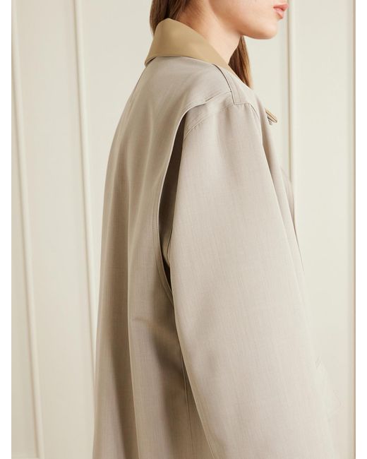 Auralee Natural Leather-Trimmed Wool-Canvas Jacket
