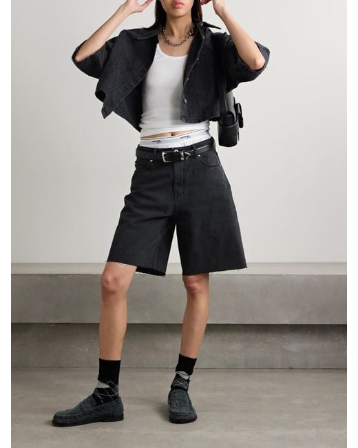 Halfboy Black Cropped Distressed Denim Shirt