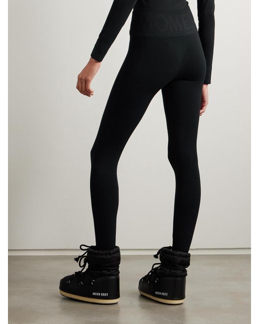 Perfect Moment Black Ribbed Thermal Modal-Blend Leggings