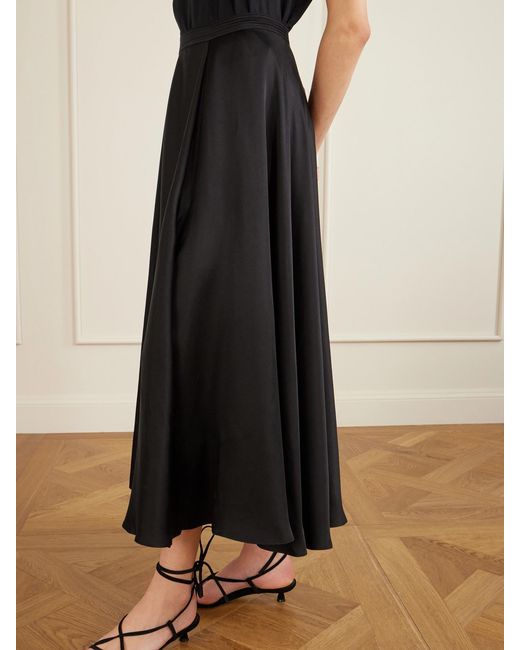 Anine Bing Black Christina Silk-Blend Satin Midi Skirt