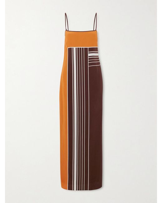 SIR. Women's Brown Destino Striped Silk-Crepe Maxi Dress - www.armafbd.com