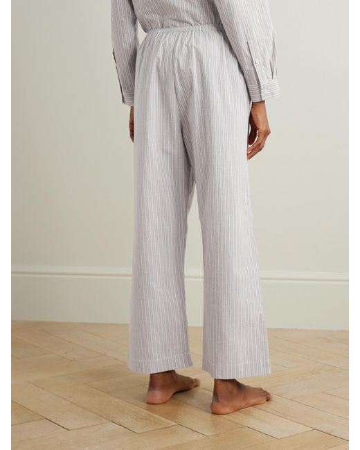 Deiji Studios White Ease Pyjama-Hose Aus Gestreifter Biobaumwollpopeline