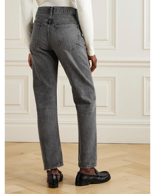 Agolde Gray '90S Pinch Waist High-Rise Straight-Leg Organic Jeans