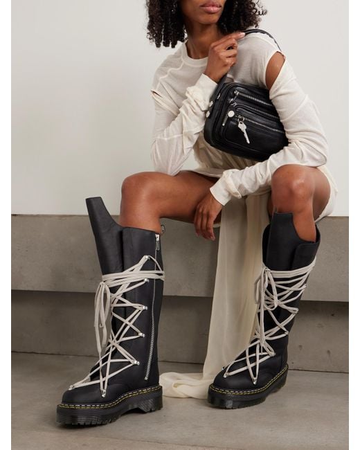 靴 Rick Owens Dr.Martens QUAD PENT 1460 Dr. Martens x Rick Owens WMNS Quad Sole Pentagram Boot - Black