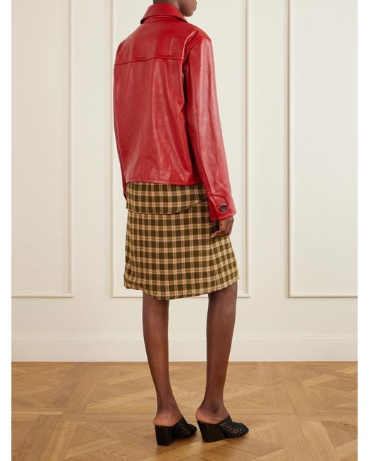 Wales Bonner Red Kamala Leather Biker Jacket