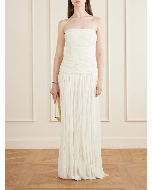 Jonathan Simkhai White Danielle Crinkled Bustier Gown
