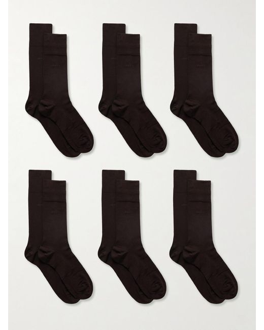 CDLP Black Set Aus Sechs Paar Socken Aus Einer Baumwollmischung Mit Intarsienmotiv