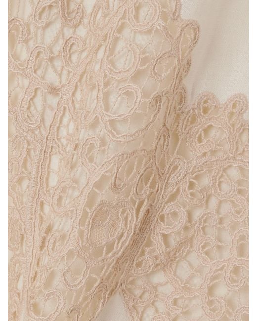 Ulla Johnson Natural Evangeline Midikleid Aus Leinen Mit Guipure-Spitzenbesätzen