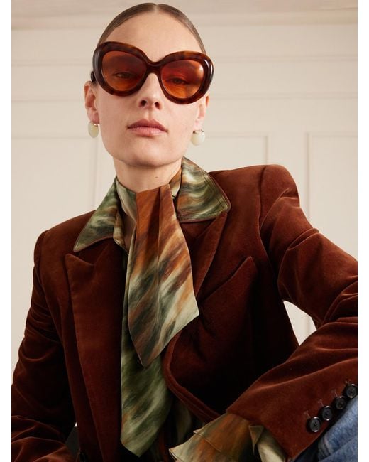 Jacques Marie Mage Brown Monarch Round-Frame Acetate Sunglasses