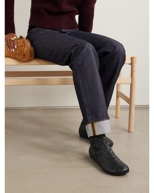 Bottega Veneta Black Atomic Intrecciato Leather Ankle Boots