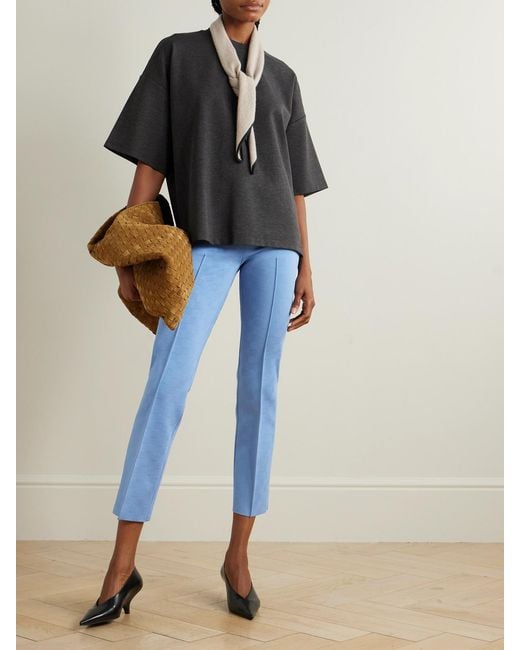 High Sport Blue Nsfw Jules Checked Jacquard-Knit Slim-Leg Pants