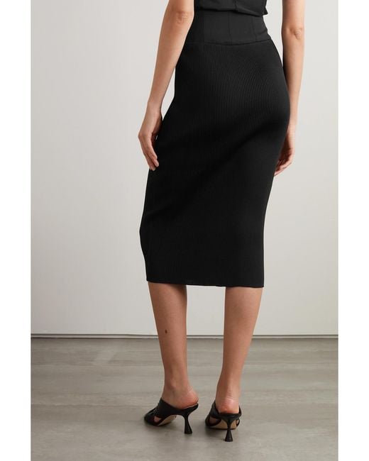 Renaissance Renaissance Black Jersey And Twill Midi Skirt