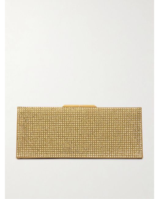 Saint Laurent Natural Midnight Clutch Aus Satin Mit Kristallen