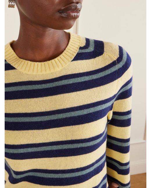 The Elder Statesman Blue Laurel Striped Cashmere Sweater