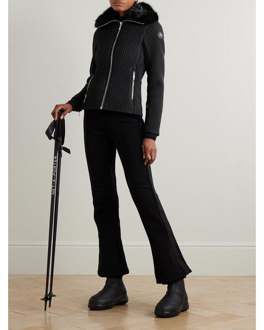 Fusalp Black Montana Plush-Trimmed Paneled Quilted Padded Ski Jacket