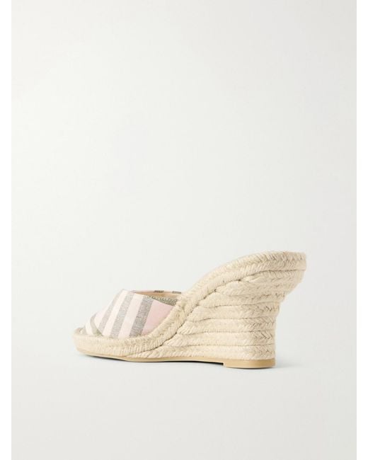 Burberry Natural Lf Mews Check Espadrille Mules