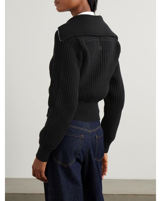 High Sport Black Chester Ribbed Cotton-Blend Half-Zip Sweater