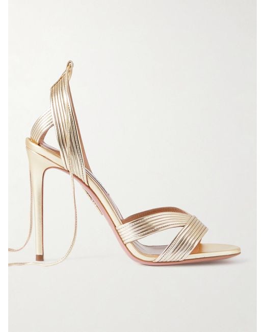 Aquazzura Natural Ari 105 Metallic Leather Sandals