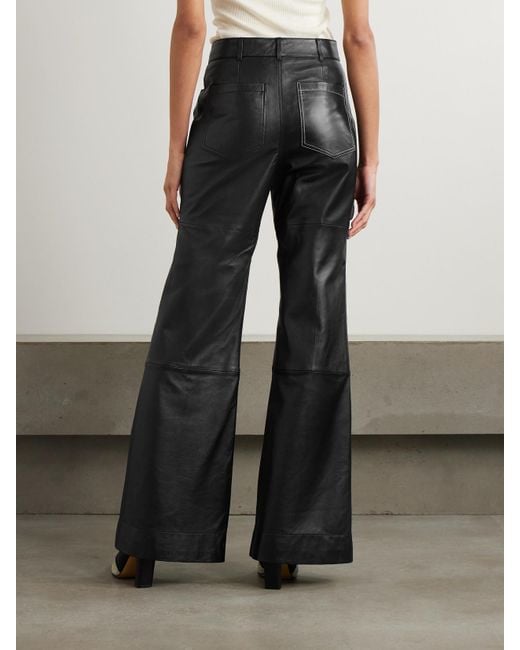 Victoria Beckham Gray Alina Leather Flared Pants
