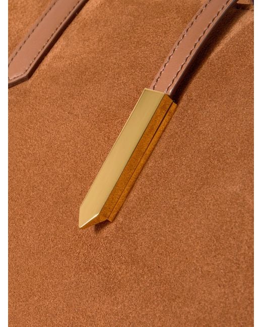 DeMellier London Brown Tokyo Leather-Trimmed Suede Tote